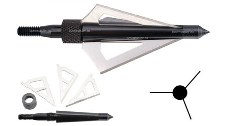 купите Наконечники охотничьи Man-kung MK-3BAL фиксированные, 100 гран, 3 лезвия (3 шт.) в Новосибирске