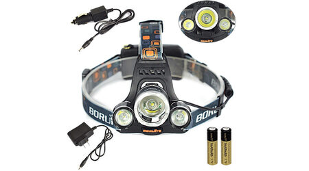 купите Светодиодный налобный фонарь Boruit HL-720 (Cree XML T6 + 2 Q5) 2200 люмен в Новосибирске