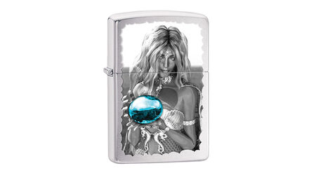 купите Зажигалка Zippo 28651 Mermaid and Blue Orb Brushed Chrome (крупнозернистая шлифовка хрома, рисунок русалки с голубым шаром) в Новосибирске