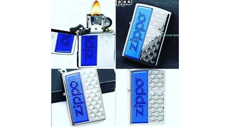 купите Зажигалка Zippo 28658 Blue Swirl with Zippo Logo High Polish Chrome (зеркальный хром, гравированный орнамент, логотип Зиппо) в Новосибирске