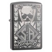 Зажигалка Zippo 28757 Sons of Anarchy Reaper Crew Black Ice (тонированный цирконием зеркальный хром, гравировка черепа)